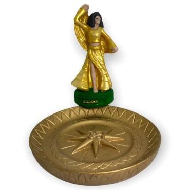 Imagem de Incensário Prato Cigana Dourada 12Cm Em Resina - Bialluz Presentes