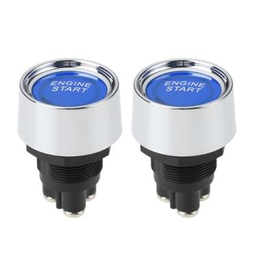 Imagem de ECSiNG Interruptor de ignição de partida de motor de carro com luz LED 12V-24V/50A compatível com Alfa Romeo compatível com Audi, azul