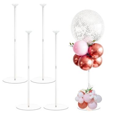 Imagem de Pacote com 4 suportes de balão de acrílico transparente - Suportes de mesa de 60 cm com base antiderrapante para festa, casamento, aniversário decoração de centro de mesa (bolões não incluídos) (4)