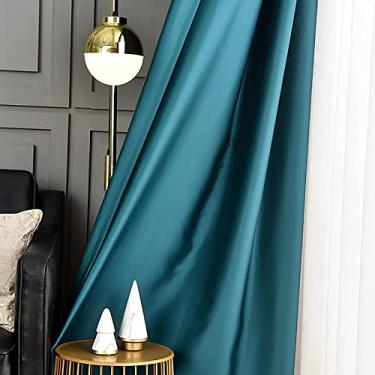 Imagem de Cortina blackout para sala de estar, cortinas de janela de cetim com ilhós, cortinas de janela de privacidade com isolamento térmico para quarto 1 painel - verde malaquita 150 x 270 cm