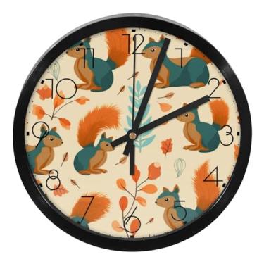 Imagem de LILINWAN Relógio de parede 24 cm sem tique-taque silencioso operado por bateria relógio de parede redondo moderno estilo simples decoração relógio para escritório/escola/quarto/sala de estar