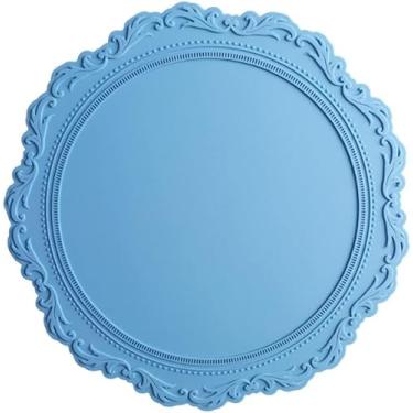Imagem de Placemat De Silicone Tapete De Mesa De Renda Redonda Tapete De Isolamento Tapete De Decoração Engrossado Tapete Redondo De Silicone, Blue, L