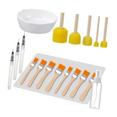 Imagem de Baoblaze Pincéis de pintura Conjunto de pincéis Almofada de silicone Frasco de spray vazio de decoupage Canetas de pincel de água para arte de grafite Adultos