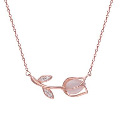 Imagem de GIVA Colar de prata esterlina 925 com banhado a ouro rosa e quartzo rosa (pedra de zircônia de qualidade AAA+), Onesize, Prata esterlina, Zircão