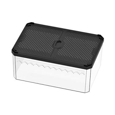 Imagem de WeiLaiKeQi Terrário de répteis com caixa de alimentação e porta deslizante, gaiola de transporte, tanque, gaiola de habitat para bicho-da-seda, lagartixas, L