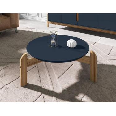 Imagem de Mesa De Centro Redonda Lizz - JM3 - JM3 MÓVEIS, Azul Cobalto/Cedro
