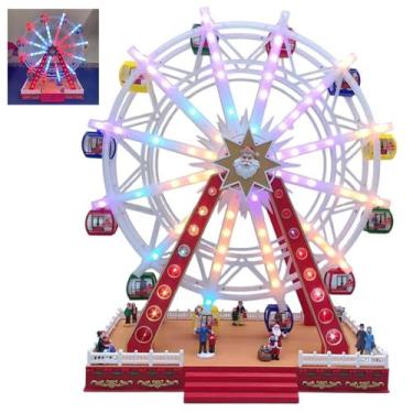 Imagem de Roda Gigante Natal Natalino Papai Noel Luz LED Giratorio Enfeite Music