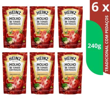 Imagem de kit  Molho De Tomate HEINZ Tradicional com pedaços Sachê 240grs - ingredientes culinário/cozinha/temperos kit