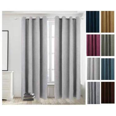 Imagem de Conjunto de cortinas Blackout, 2 tecidos cinza claro de 230 cm x 140 cm