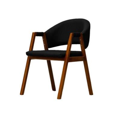 Imagem de Cadeira De Jantar Estofada Essencial Base Madeira Maciça Veludo - Las 