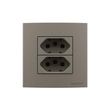 Imagem de Placa para Móveis 80x80 com Tomada Dupla MarGirius Sleek Colors 2P+T 20A Argila