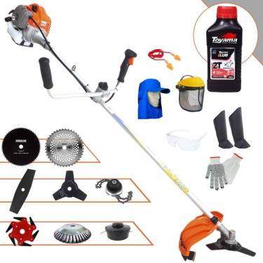 Imagem de Roçadeira Vulcan VR430P À Gasolina 43cc 1,7HP Alta Rotação Com Guidão Anti-Vibração Carretel de Nylon + Kit 7 Opções de Cortes + EPI + ÓLEO TOYAMA 2T