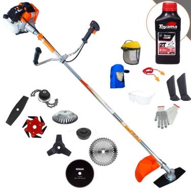 Imagem de Roçadeira Completa Vulcan VR430S À Gasolina 43cc 1,7HP Alta Rotação Para Todos os Tipos de Trabalhos Com 8 Opções de Cortes + EPI + ÓLEO TOYAMA 2T
