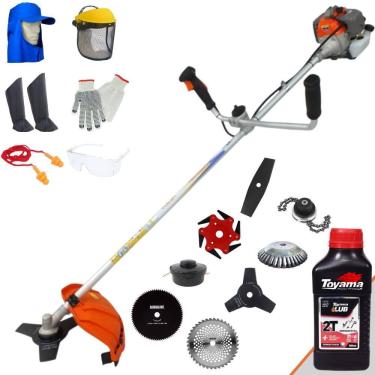 Imagem de Roçadeira Vulcan VR330P 1,2HP 33cc + Facas 2 Pontas, 3 Pontas, 6 Pontas, 40 Dentes Vídea, 80 Dentes, Trimmer, Carretel e Escova + EPI + ÓLEO TOYAMA 2T