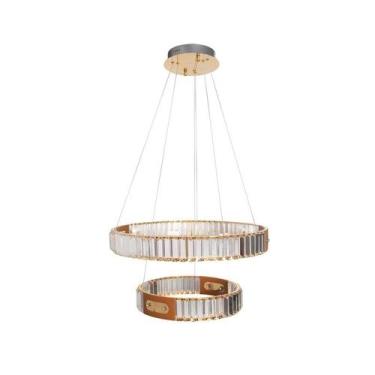 Imagem de Pendente Duplo Anel Dourado LED 40W D60/D40cm 3000K - Iluminarium