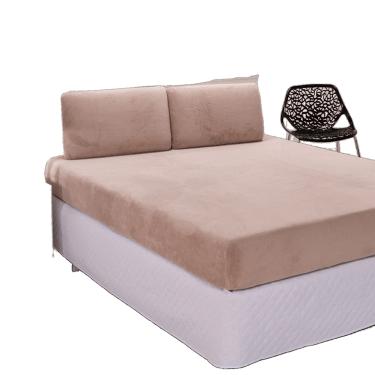 Imagem de Jogo de Lençol Queen em Manta Plush 3 Peças - Bege - 100% Poliéster