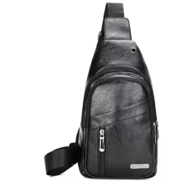 Imagem de Bolsa Transversal Masculina Couro Ombro Peito Nova Pochete