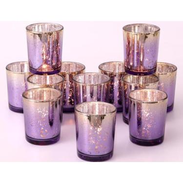 Imagem de Castiçais votivos Volens Purple, conjunto de 12 vidros de mercúrio