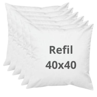 Imagem de Kit: 6 Almofadas de enchimento - refil 40x40cm 100% fibra - antialérgi
