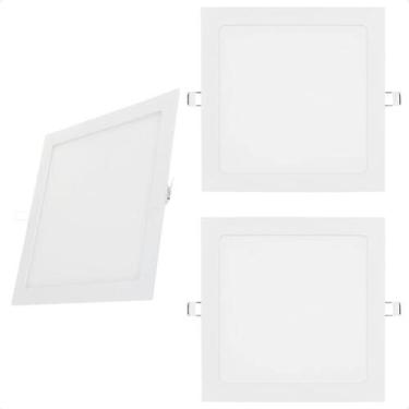Imagem de Kit 3 Painel De Led Quadrado Embutir 12w Bivolt Taschibra 6500k Frio