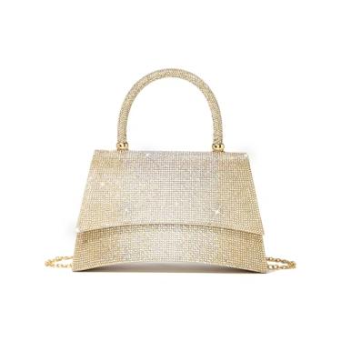 Imagem de Sweetovo Bolsa clutch de strass para mulheres, bolsa de ombro brilhante e bolsas para festa de casamento à noite bolsa transversal, B - ouro