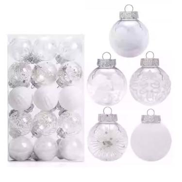 Imagem de Pacote com 30 bolas de Natal de 6 cm, enfeites de árvore de Natal, pingente de decoração de bola colorida para decoração de Natal, decoração sazonal (branca)