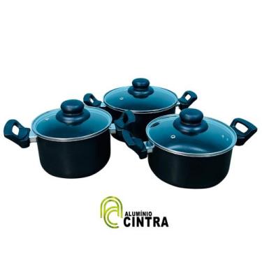 Imagem de Jogo de Panelas Aluminio Grosso Antiaderente Cintraflon 3 peças 16x20c