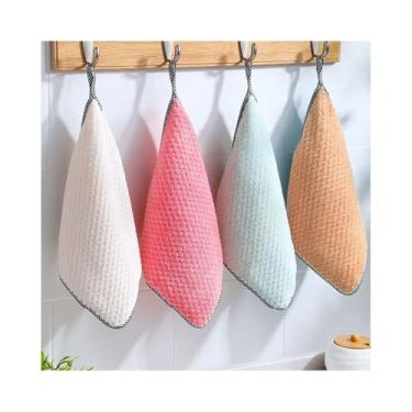 Imagem de Guardanapos de pano de cozinha guardanapos premium guardanapos de veludo coral super absorventes antiaderentes laváveis a óleo secagem rápida - pacote com 10 espessuras - 24 x 24 cm