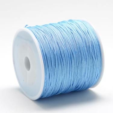 Imagem de 109 jardas 0,8 mm cordão de contas de nylon chinês cordão trançado de macramê de rabinho trançado para pulseiras da amizade, joias, artesanato, material azul celeste claro