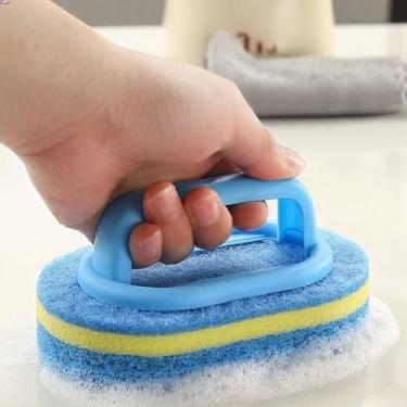 Imagem de Escova de limpeza de esponja mágica para cozinha e banheiro ideal para paredes de vidro e cerâmica, azul