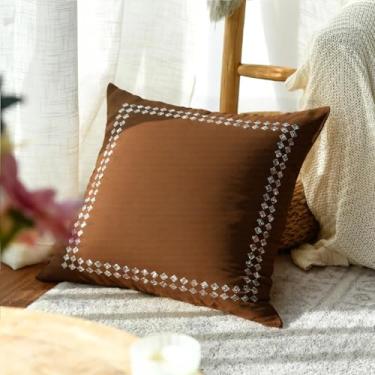 Imagem de Capa de almofada de veludo macia de cor sólida decorativa com zíper para sofá sofá cama cadeira sala de estar casa