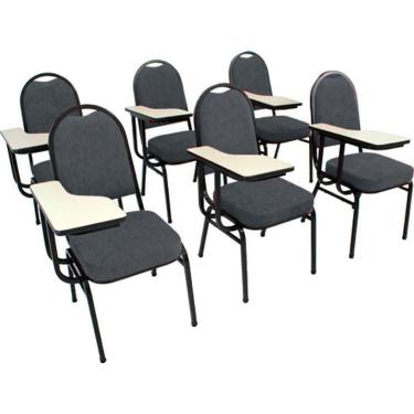 Imagem de Kit com 6 Cadeiras Universitária para Auditórios Linha Hotel Cinza