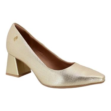 Imagem de Scarpin Usaflex Tressê Salto Bloco Bico Fino Feminino