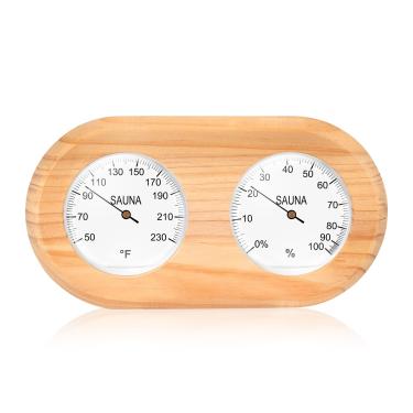 Imagem de Acessório de sauna, termômetro 2 em 1 Fahrenheit higrômetro para sala de sauna - Higrômetro de temperatura interno novo premium de madeira de cedro Fahrenheit e Celsius