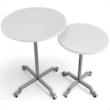 Imagem de Kit Conjunto 2 Mesas De Canto Lateral Alta E Baixa Em Aço Design Moder