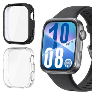 Imagem de HAOZHI 2Peças Película Protetora Compatível com Huawei Watch Fit 4,Capa Bumper Case de TPU para Huawei Watch Fit 4 Protetor de Tela (Preto+Transparente)