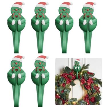 Imagem de Geckowi 6 peças de ganchos de guirlanda de Natal para ganchos de guirlanda de manto, meia de lareira e cabide de guirlanda, ganchos adesivos reutilizáveis para decoração de escadas e moldura de porta
