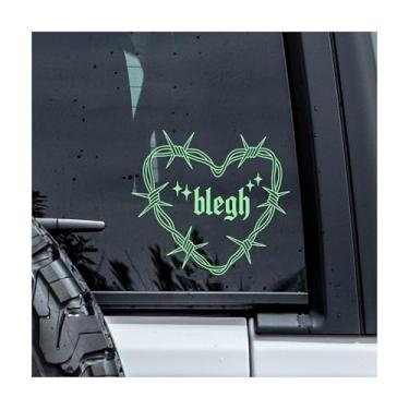 Imagem de MYMKO Decalque de coração de arame farpado Blegh, decalques de janela de carro com música estética, adesivos de carro de transferência DTF UV de 15 cm, adesivos de carro à prova de intempéries para