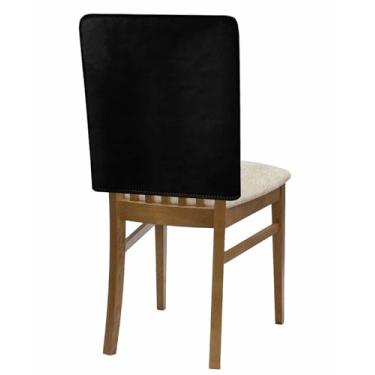 Imagem de Conjunto de 6 capas pretas lisas para cadeira, cor preta, simples, moderna, minimalista, lavável, removível, capa protetora para cadeira para sala de jantar, hotel, festa, decoração de férias