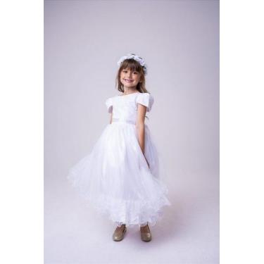 Imagem de Vestido Longo Branco Babadinho para Meninas - Coleção Enjoy, Branco, 1