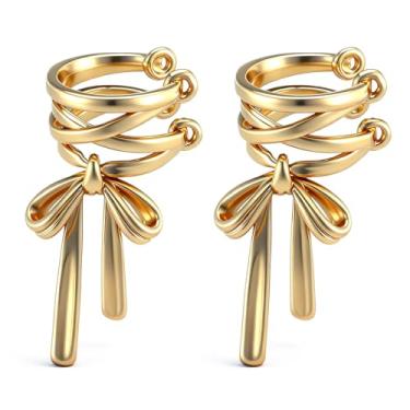 Imagem de Brincos de orelha de laço não perfurantes, brincos de argola de ouro com clipe de cartilagem ajustável, joias para mulheres