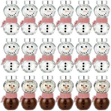 Imagem de Vesici 24 minifrascos de vidro de boneco de neve, pequenos potes de doces de Natal com tampas prateadas, adesivos de boneco de neve, laço vermelho, fita xadrez vermelha e branca para presentes de