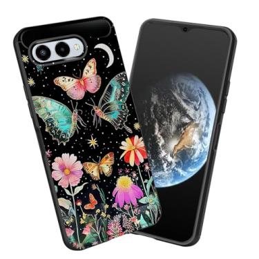 Imagem de smauncucn Capa para Revvl 8, capa protetora antiderrapante de poliuretano termoplástico macio e fina para T-Mobile Revvl 8 16.8 cm 2025, borboleta lua flor