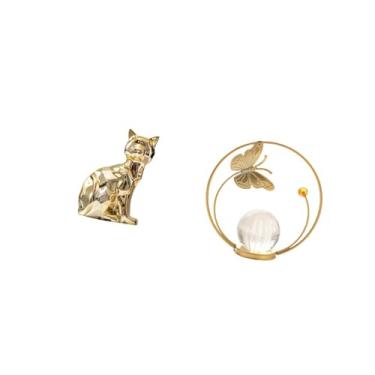 Imagem de Fenteer Escultura de Gato de Cristal, Ornamento Artístico, Estátua de Animal em Metal, Suporte Decorativo para Lareira, Corredor, Quarto, Sala de Estar, Escri