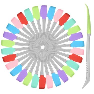 Imagem de IANFAN 30 miniespátulas de silicone, pequenas espátulas de borracha curvadas de 19 cm, resistentes ao calor, antiaderentes, flexíveis para cozinhar, misturar e usar na cozinha