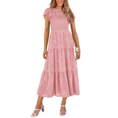 Imagem de Vestido midi PRETTYGARDEN feminino floral de verão 2025 rosa