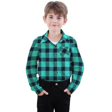 Imagem de Camisa masculina SANGTREE de flanela xadrez com botões e manga comprid