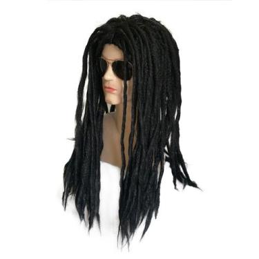 Imagem de Peruca longa preta com dreadlocks de 70 cm de cabelo sintético para mu