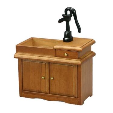 Imagem de Móveis de casa de bonecas em miniatura, pia de fazenda, escala 1:12 - 