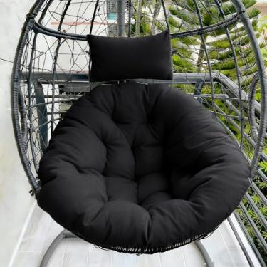 Imagem de DANGHOOGY Almofada para cadeira de ovo ao ar livre, almofada de cadeira suspensa à prova d'água com travesseiro de encosto de cabeça, almofada de substituição de cadeira de ovo para móveis de pátio